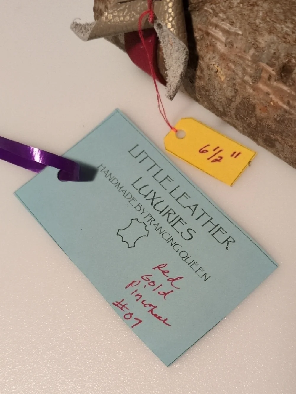 Handmade Red Genuine Leather Snap Bracelet with Gold Pinwheel Accent - Picture 2 of 6